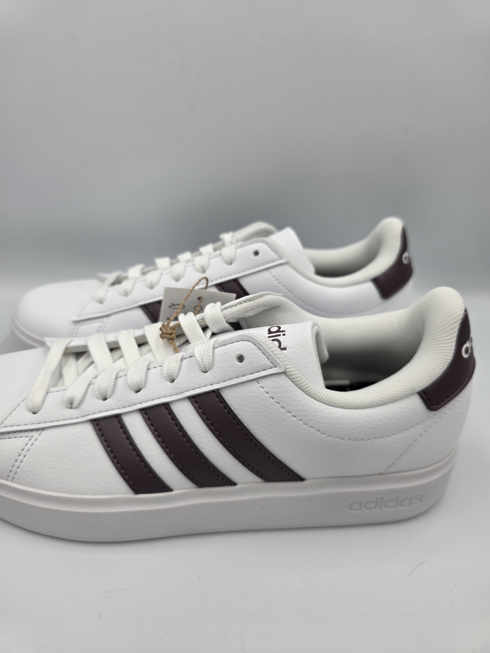 adidas Grand Court 2.0 Women’s Sneakers - White with Brown Stripes